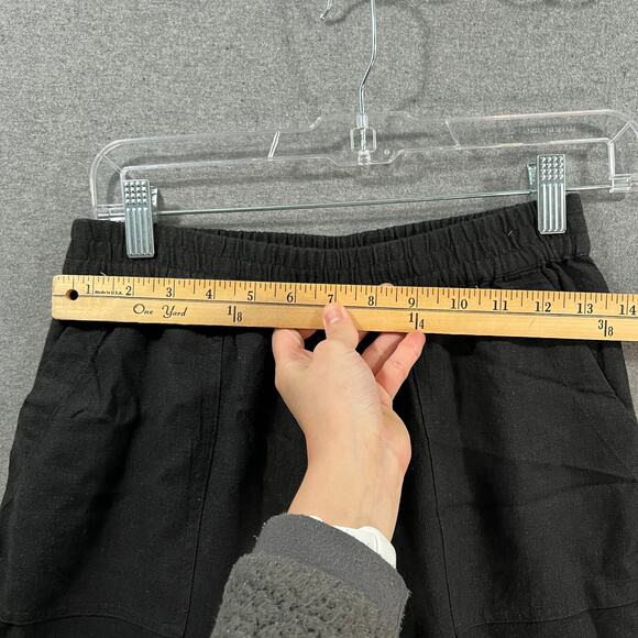 Susan Graver Petite Pure Easy Linen Utility Crop Pant Black, Petite XX-Small - Picture 6 of 11